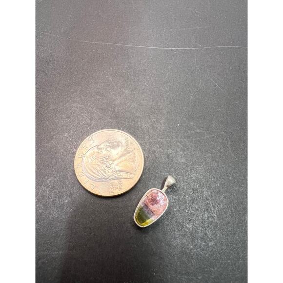 NEW Watermelon tourmaline sterling silver pendant 1.12 grams - Picture 8 of 10